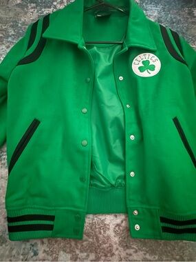 Urban Outfitters Green Varsity Jacket with Shamrock Patch